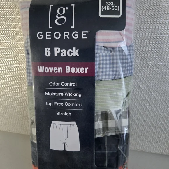 NWT Mens George (6) Pack Multicolor Woven Boxer Underwear Size 2 XL 44-46 - Picture 8 of 10